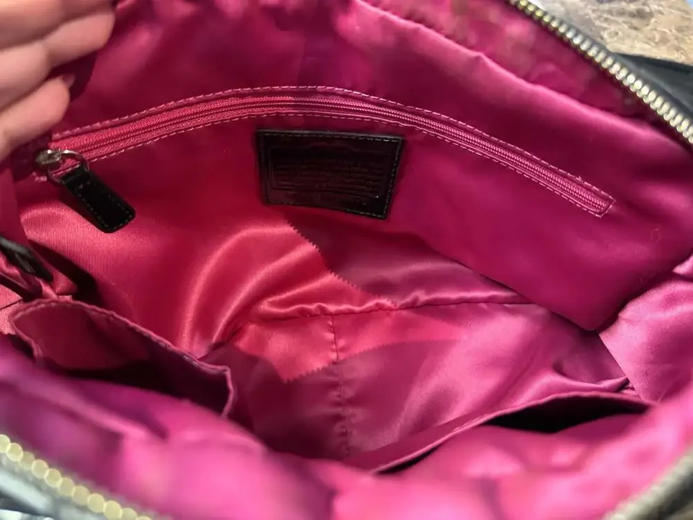 AUTH COACH POPPY QUILTED GLOSS PATENT LEATHER SATCHEL HANDBAG PURSE - RARE  Flaw